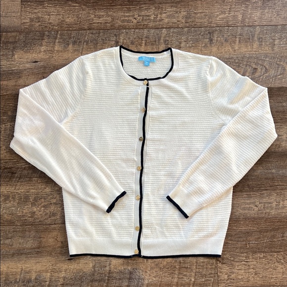 Draper James Ivory Cardigan with Black Accents - Picture 2 of 7